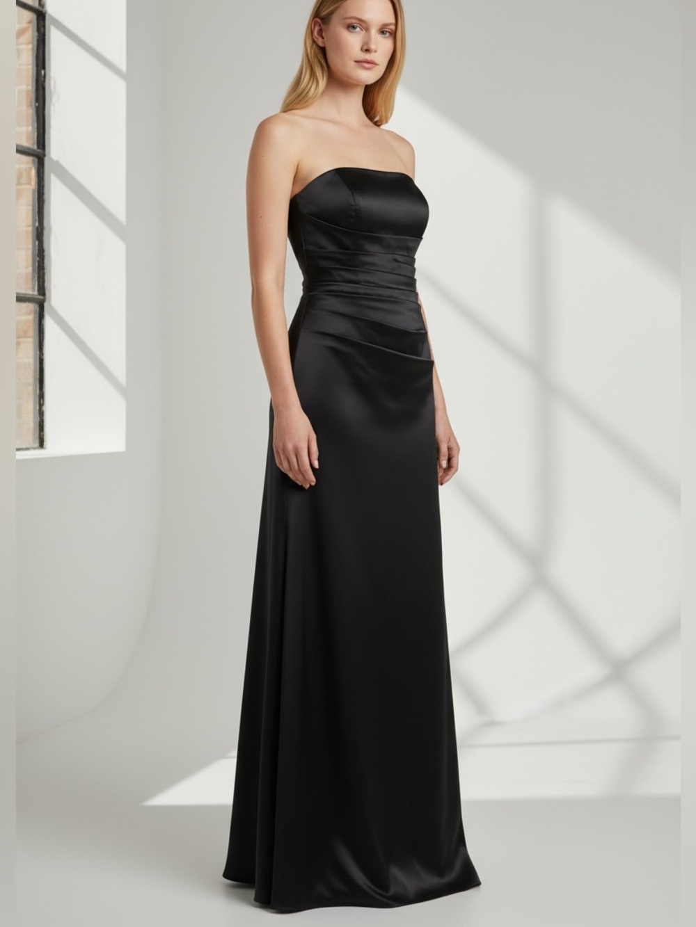 Bill Levkoff Black Formal Gown Strapless Size 16